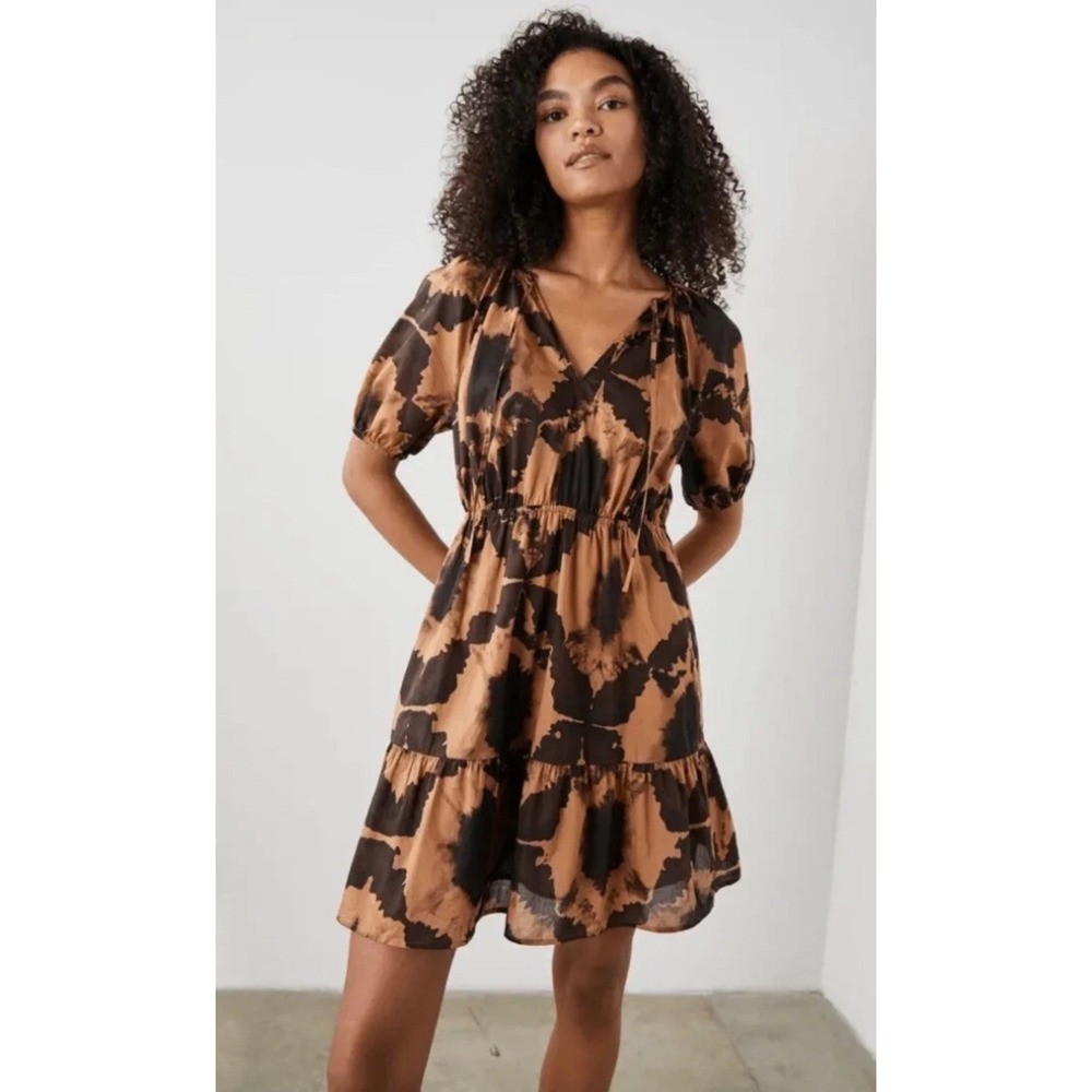 NEW! Rails Amabella Tigers Eye V-Neck Lined Flowy Dress 100% Cotton Sz S $238